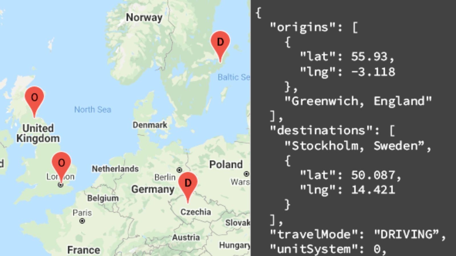 Google Maps Distance Matrix Service