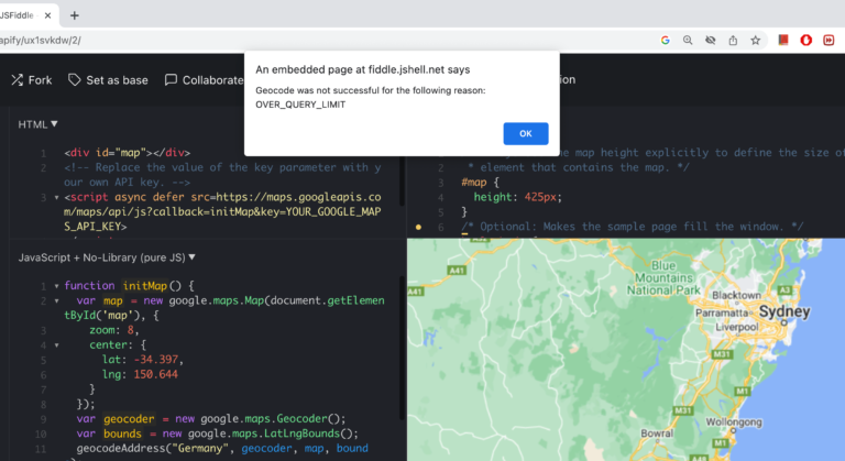 Handling Errors in Google Maps